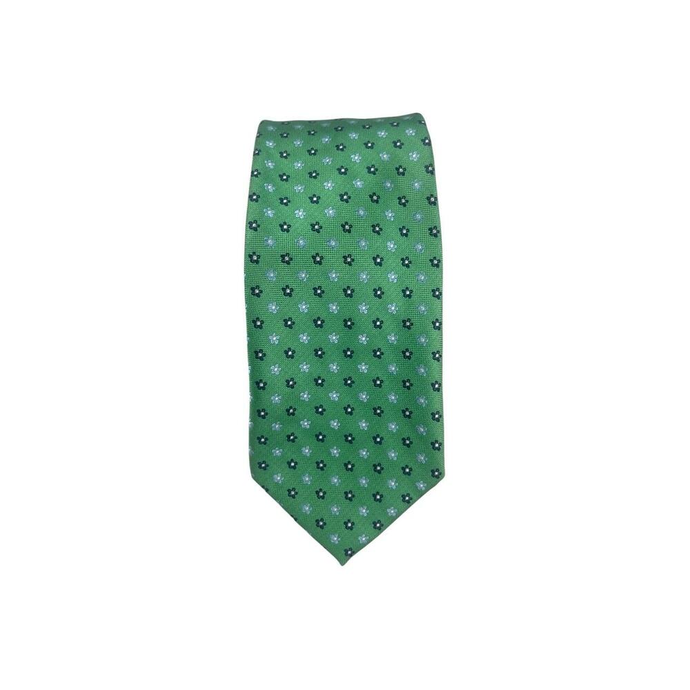 Bespoke Tie Green Floral Pattern Spring Accessory Dapper Vibrant Menswear